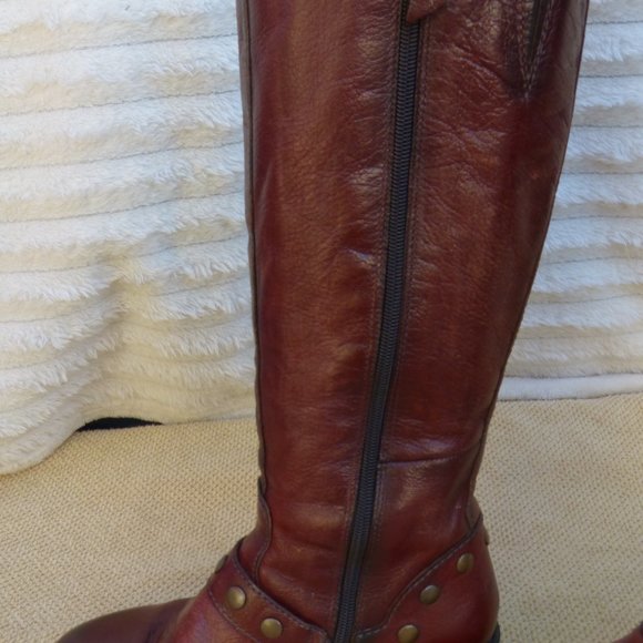 SOLD MJUS RUSTIC BROWN TALL LEATHER BOOTS SZ 36 - Picture 10 of 13